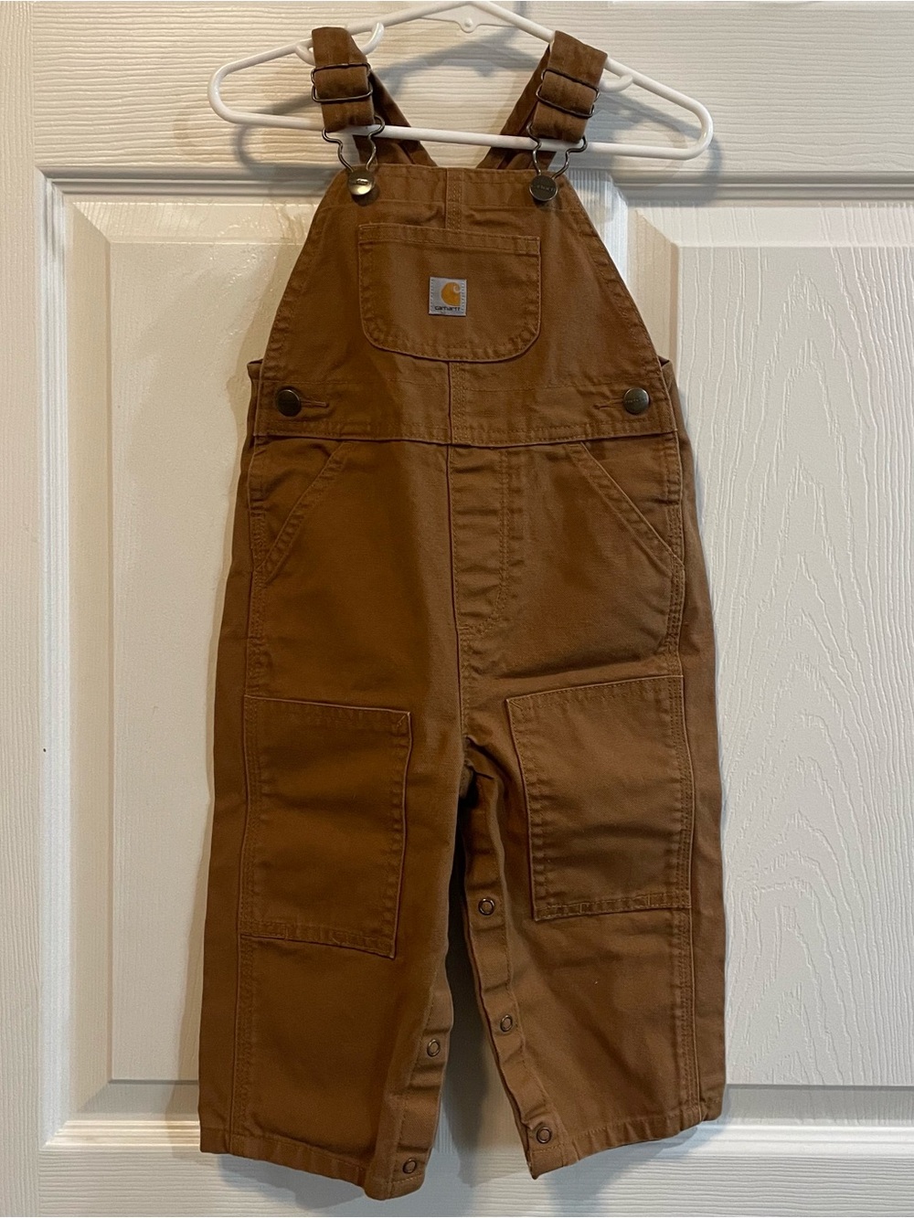 Carhartt Kids Brown Duck Overalls with Patch Pocket 18M